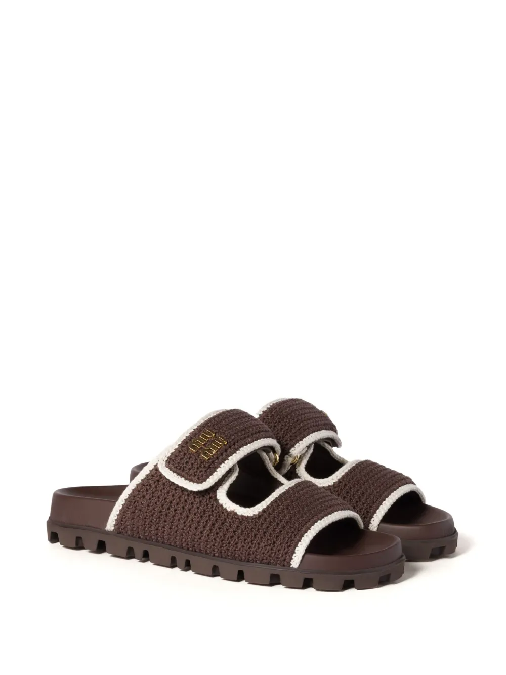 Miu crochet-knit slides Brown