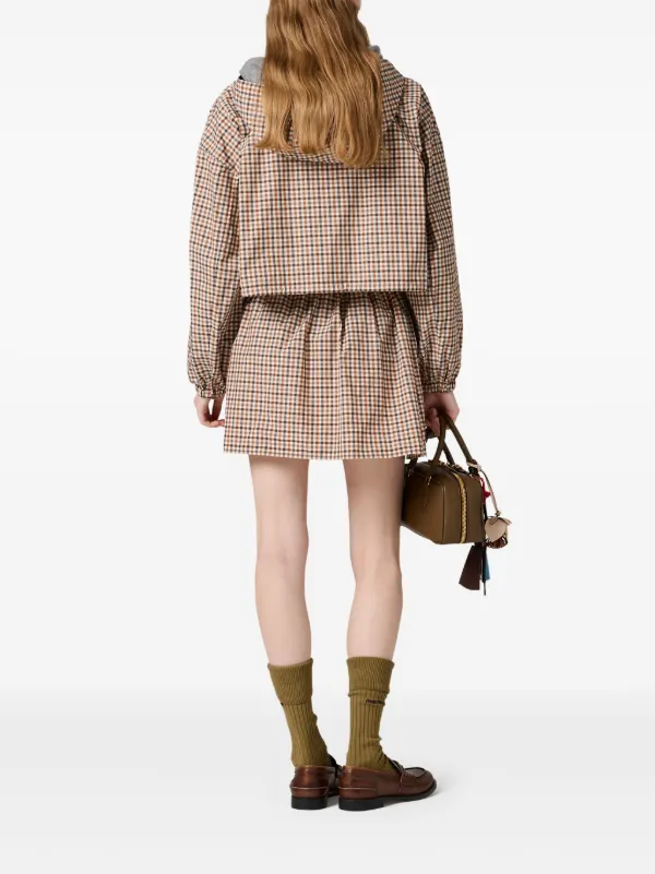 Miu Miu gingham-check Mini Skirt | Brown | FARFETCH