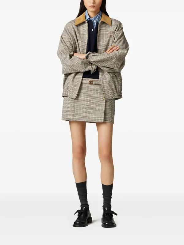 Miu Miu チェック ミニスカート | ブラウン | FARFETCH JP