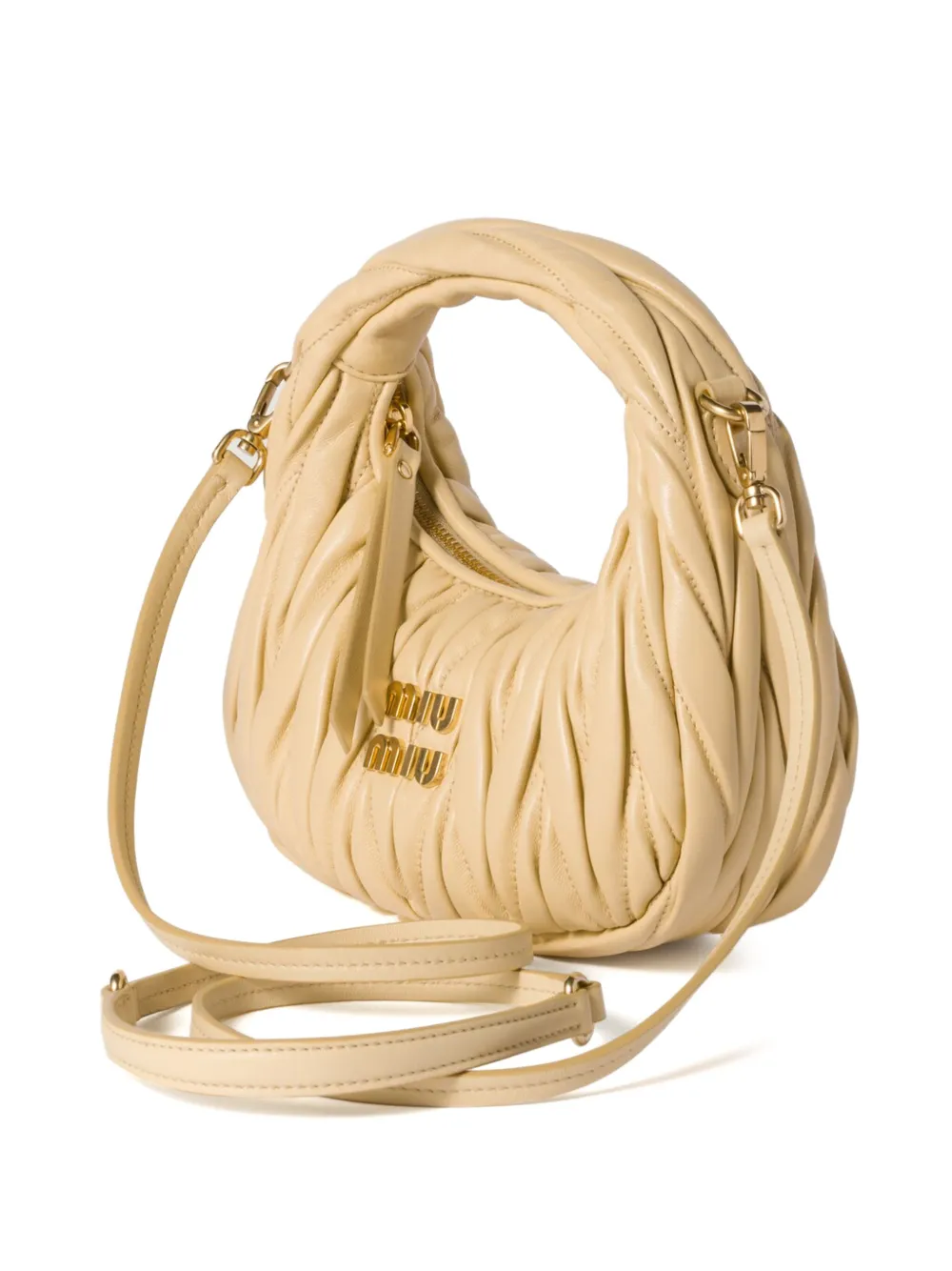 Miu Miu Matelasse Quilted Top Handle Hobo Bag In Nude