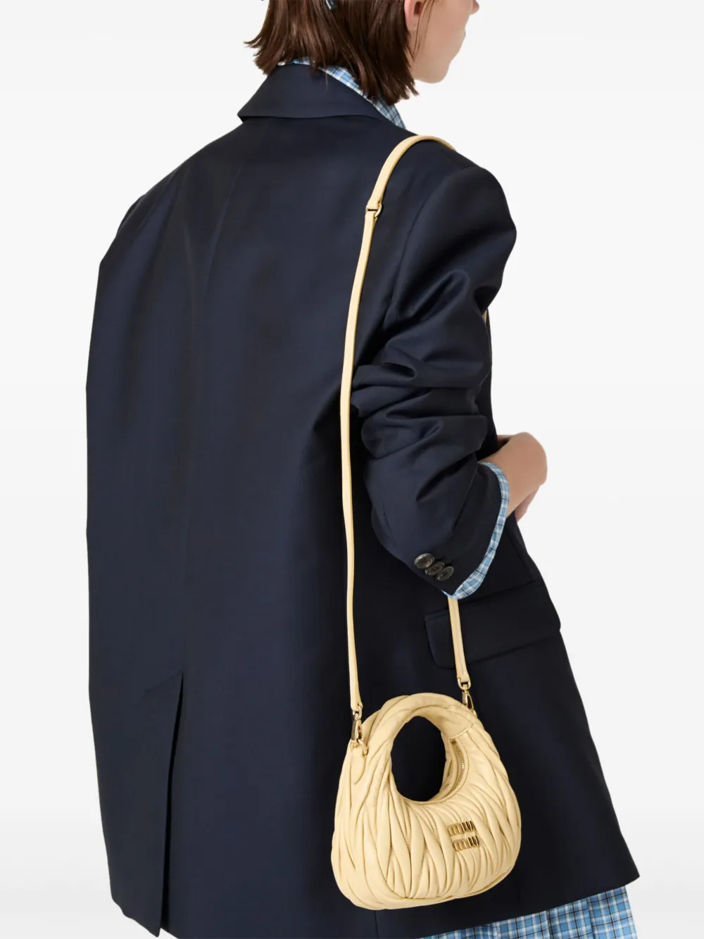 Miu Miu Matelasse Quilted Top Handle Hobo Bag In Nude
