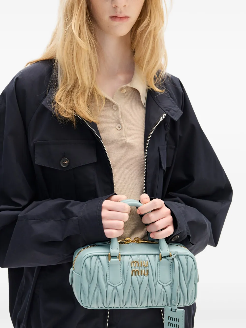 Miu Arcadie matelassé shopper Groen