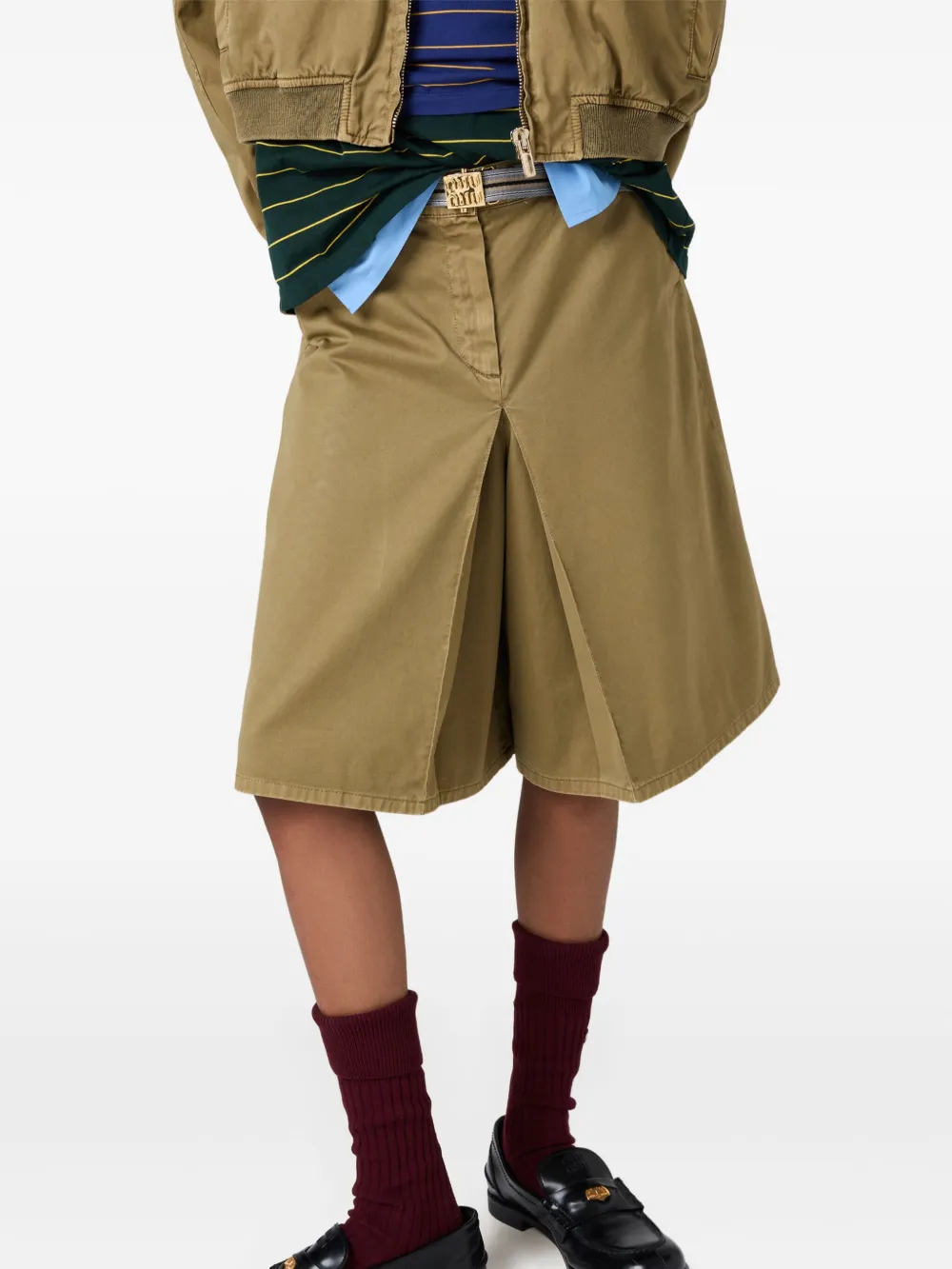 Miu Katoenen midi-rok met geverfd effect Groen