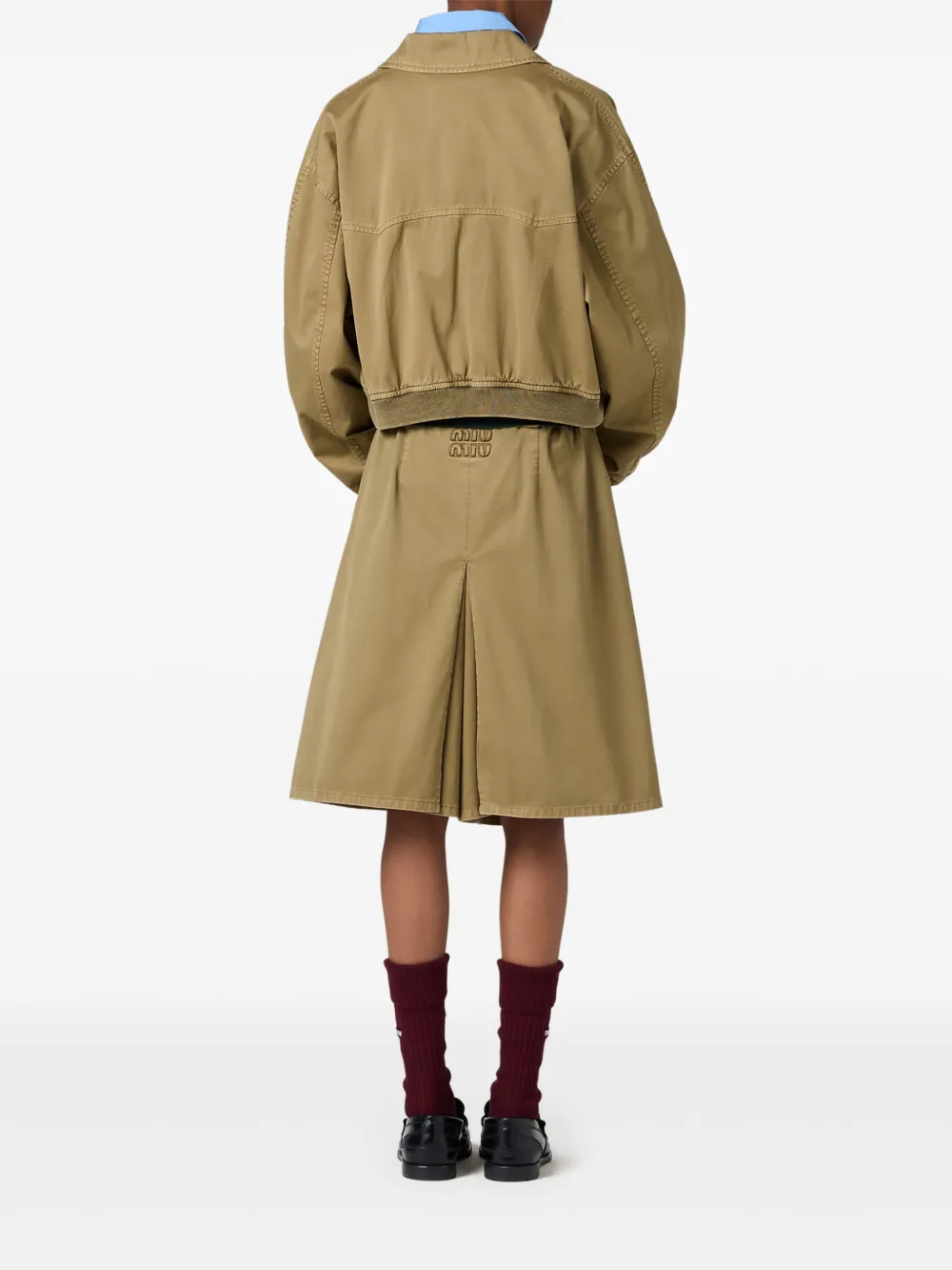Miu Katoenen midi-rok met geverfd effect Groen