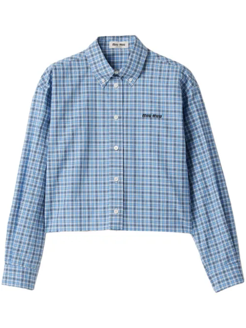 Chemise en popeline à carreaux - Miu Miu - Modalova