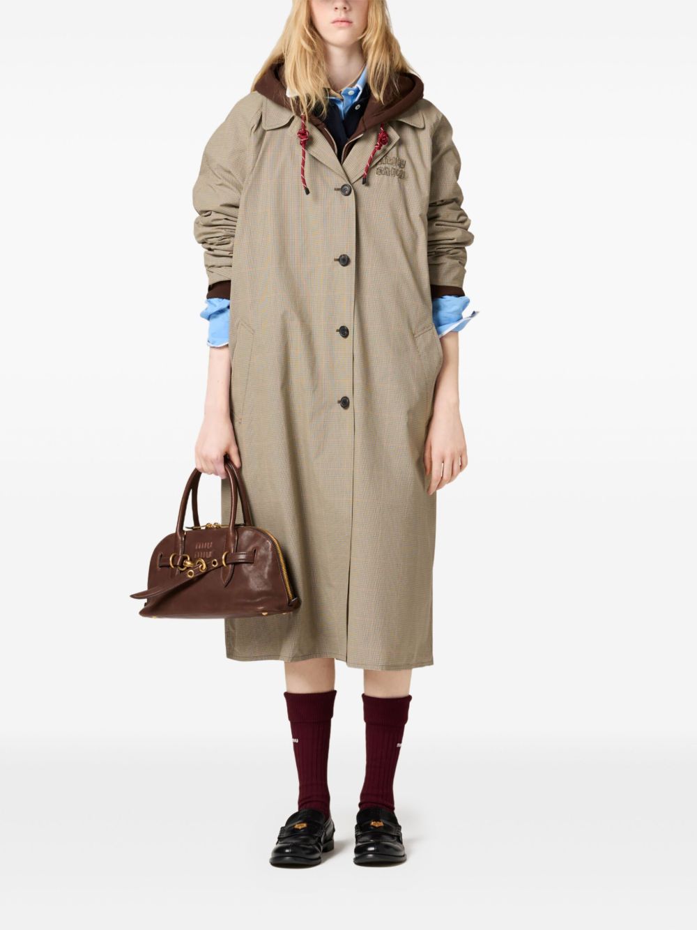 Miu Miu Trenchcoat met logopatch - Groen