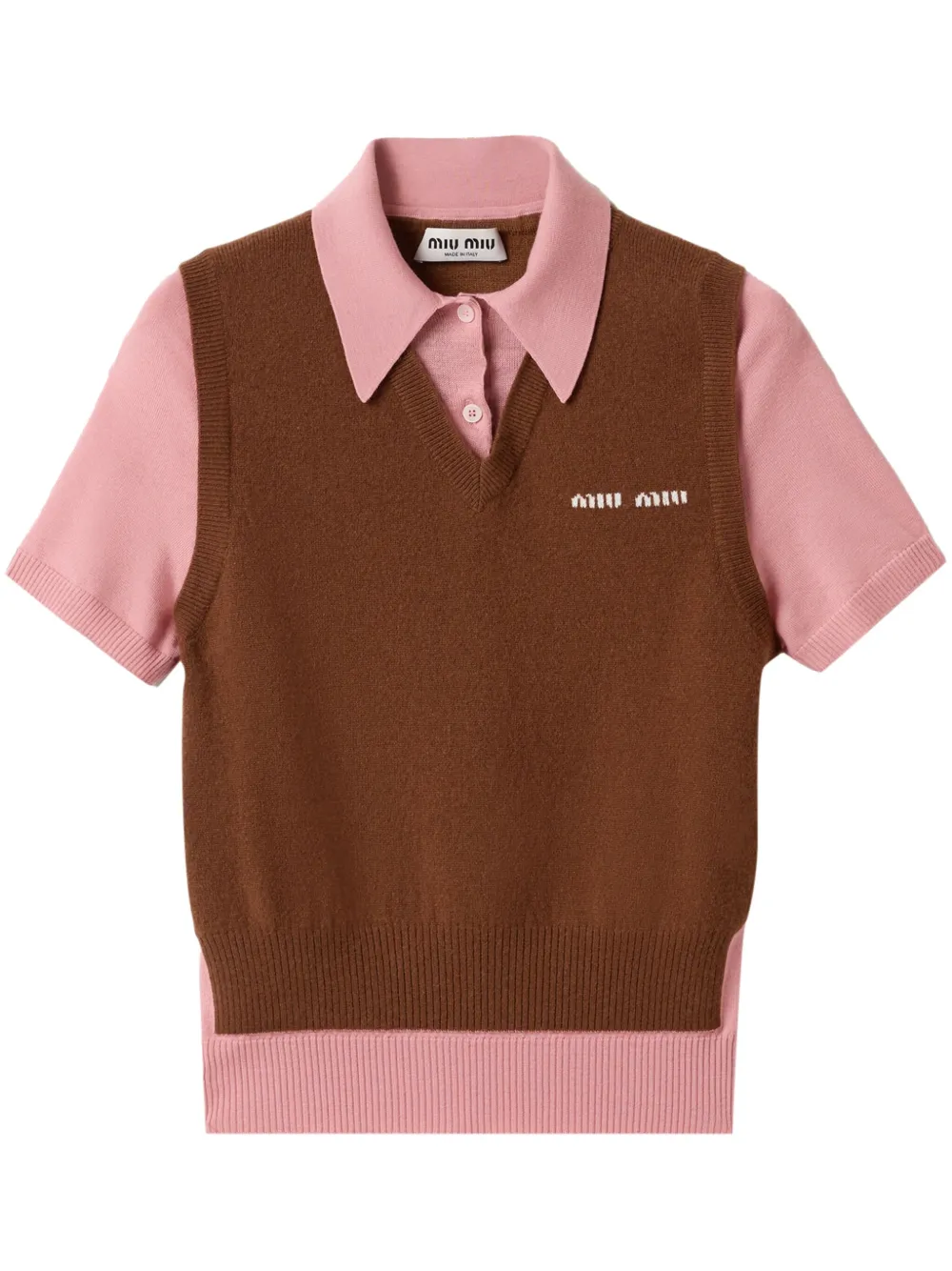 Image 1 of Miu Miu logo-intarsia polo top