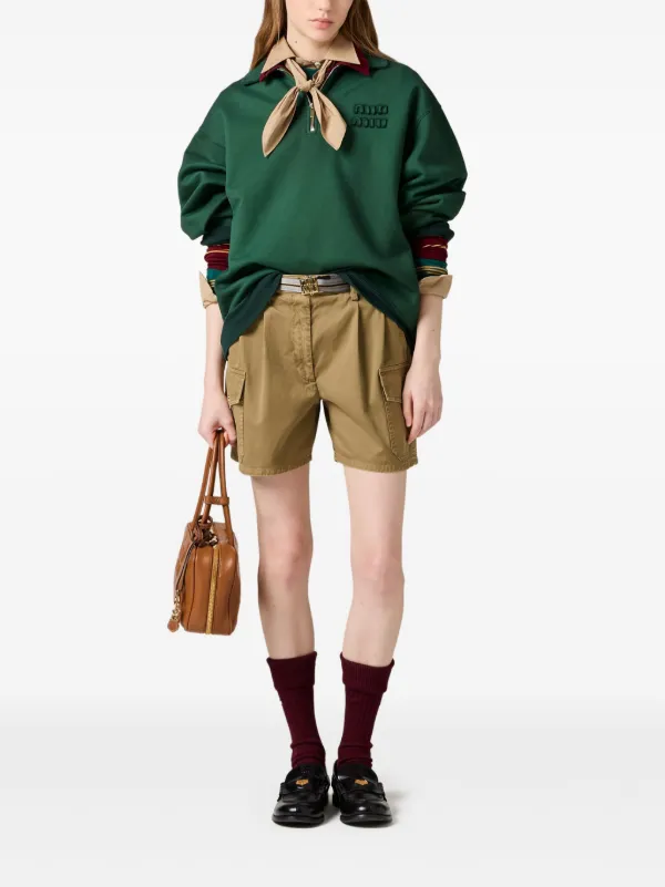 【国内発】MiuMiu コットン ショートパンツ ロゴ入 ギフト包装可 国内発】MiuMiu コットン ショートパンツ ロゴ入 ギフト包装可