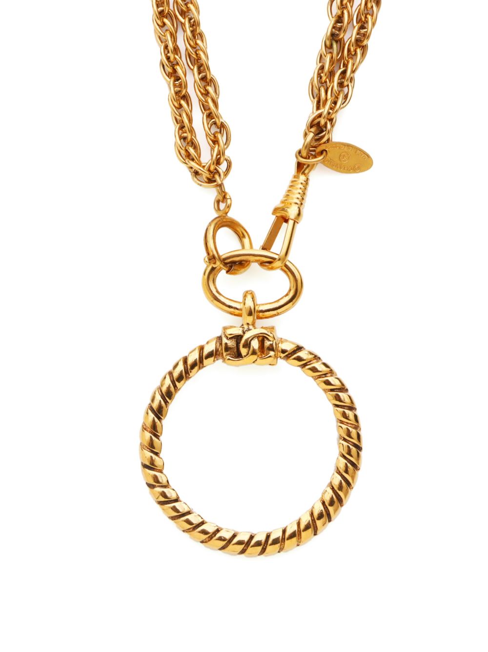 CHANEL Pre-Owned 1980s hoop-pendant necklace - Gold