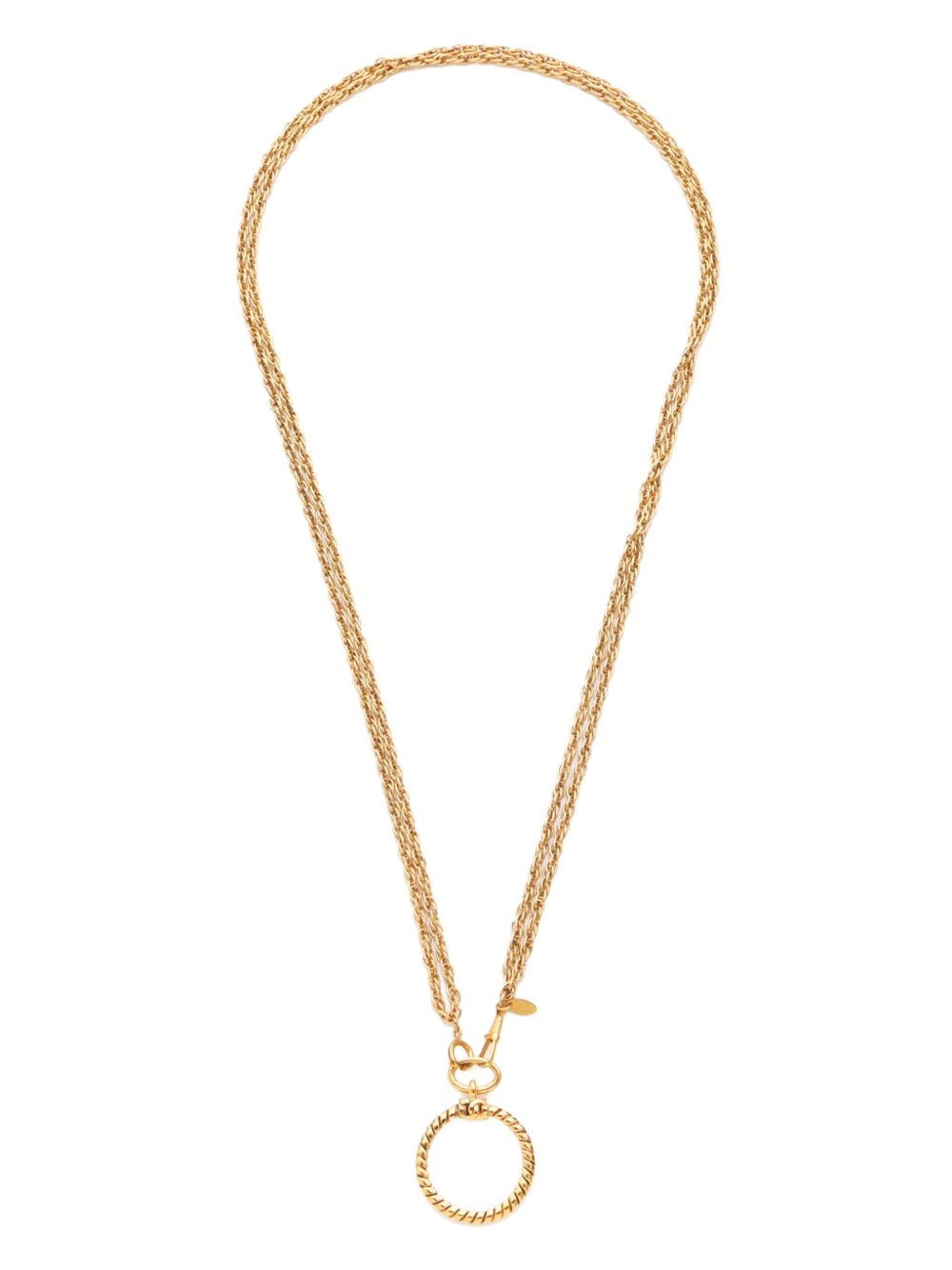 CHANEL Pre-Owned 1980s hoop-pendant necklace - Gold