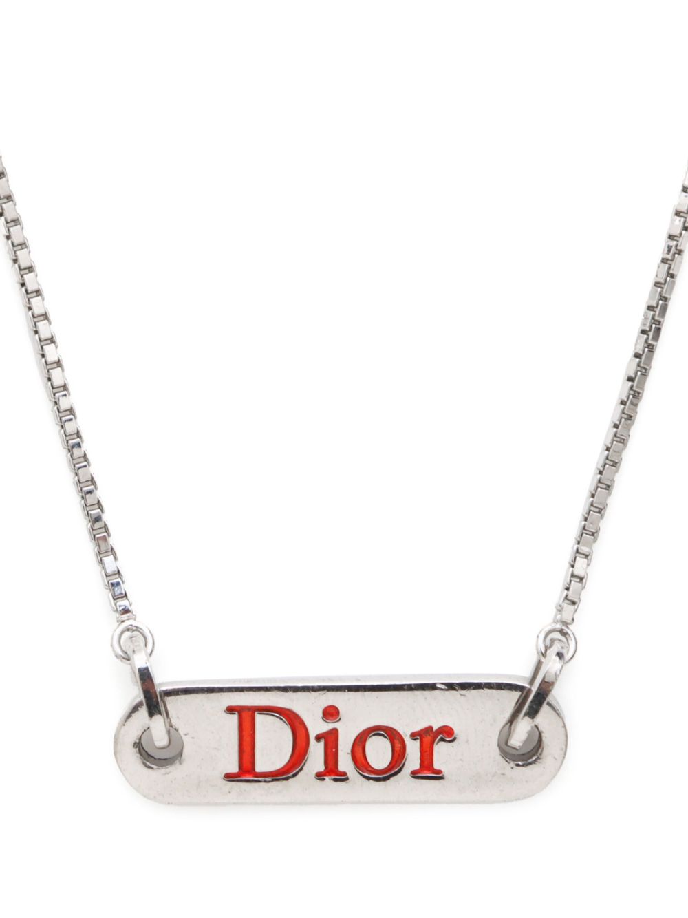 Christian Dior Pre-Owned 2000s halsketting met logoplakkaat - Zilver