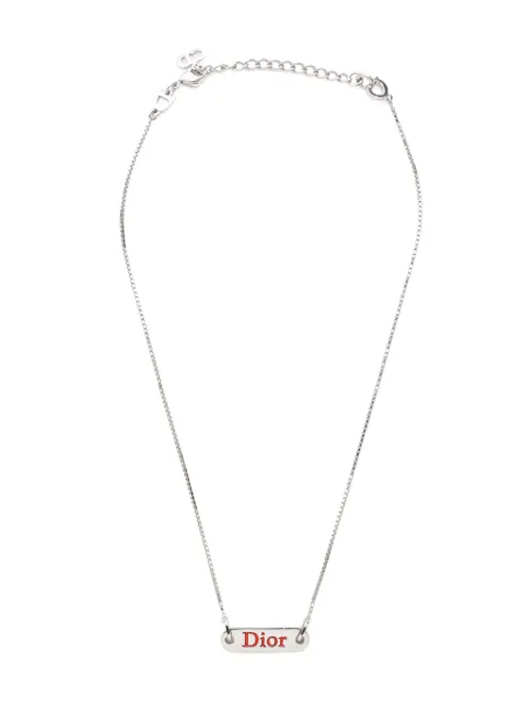Christian Dior Pre-Owned 2000s logo-plaque necklace