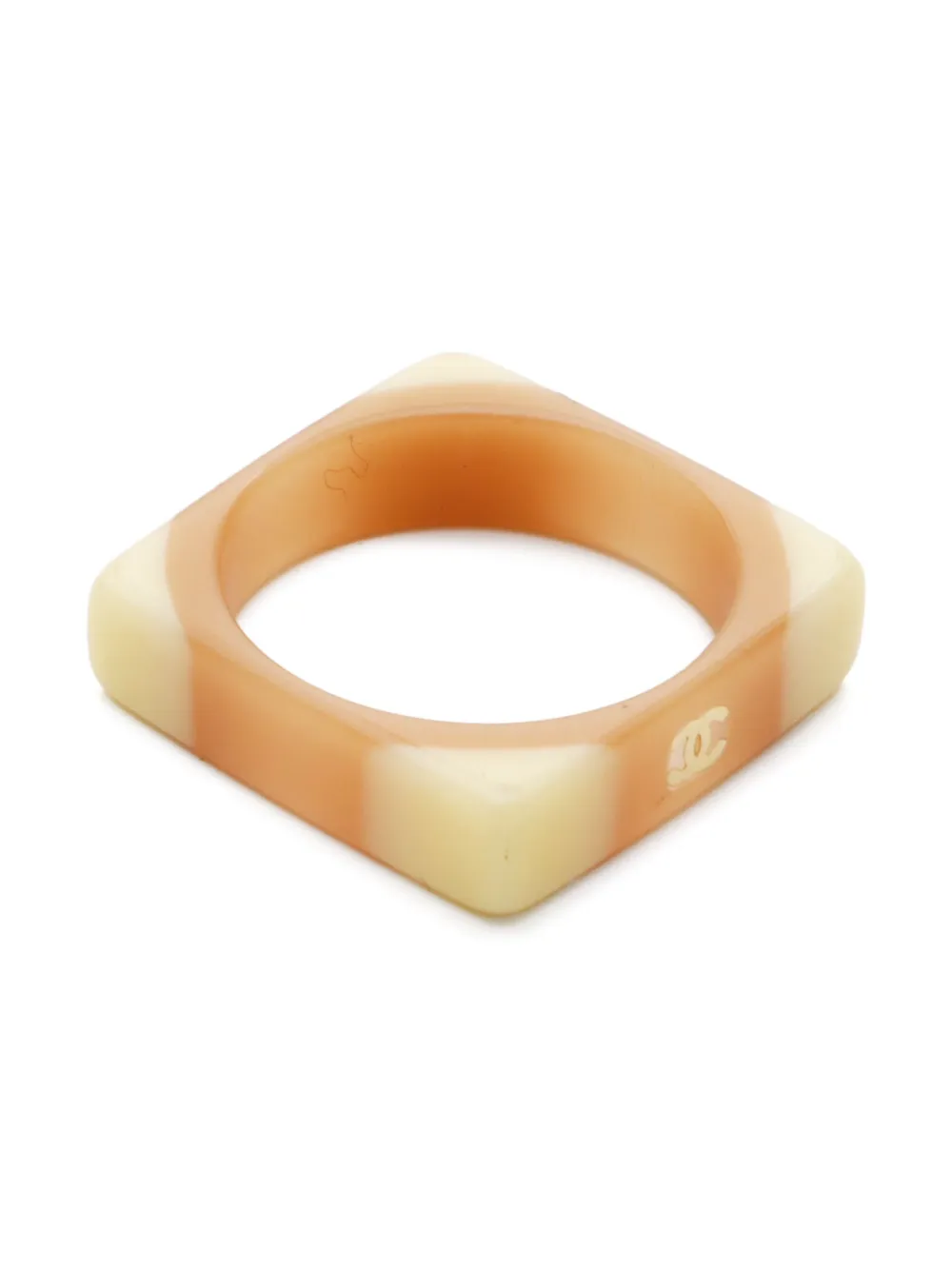 CHANEL Pre-Owned 2000s CC vierkante ring met logo - Geel