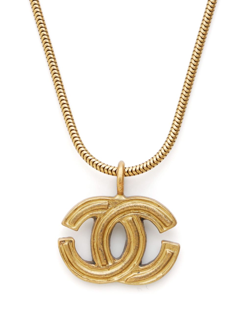 CHANEL Pre-Owned 2001 halsketting met CC-logoanger - Goud