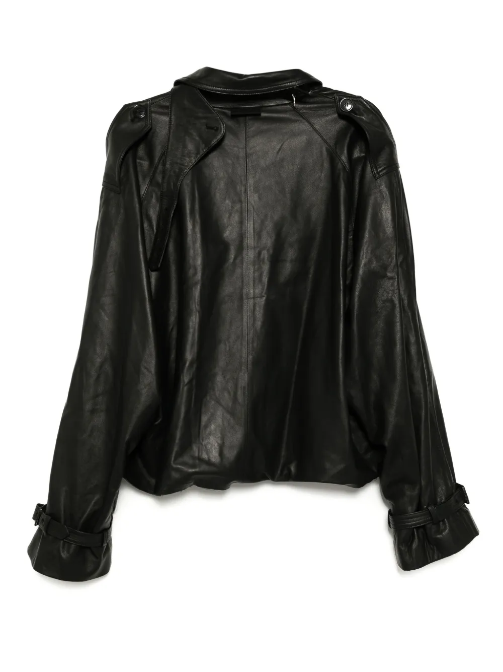 VETEMENTS double-breasted leather jacket - Zwart