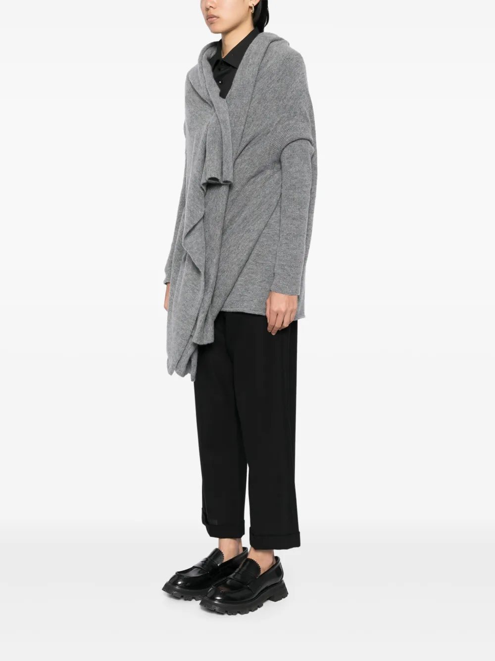 Yohji Yamamoto Asymmetric Cardigan In Grey