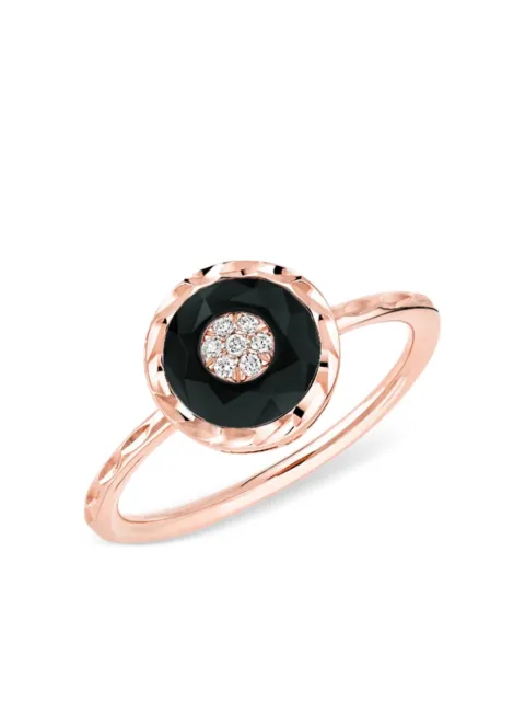 Korloff anillo en oro rosa con diamantes y ónix