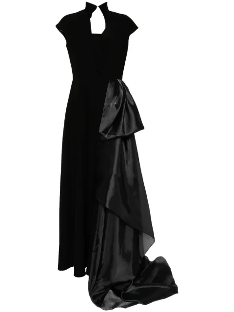 BAZZA ALZOUMAN organza-draped cap-sleeves gown