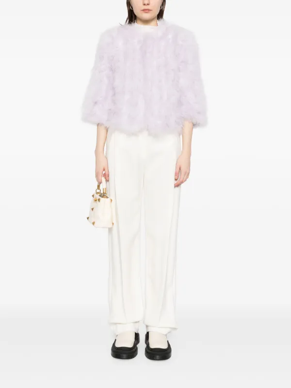 Yves Salomon フェザー シルクジャケット | パープル | FARFETCH JP