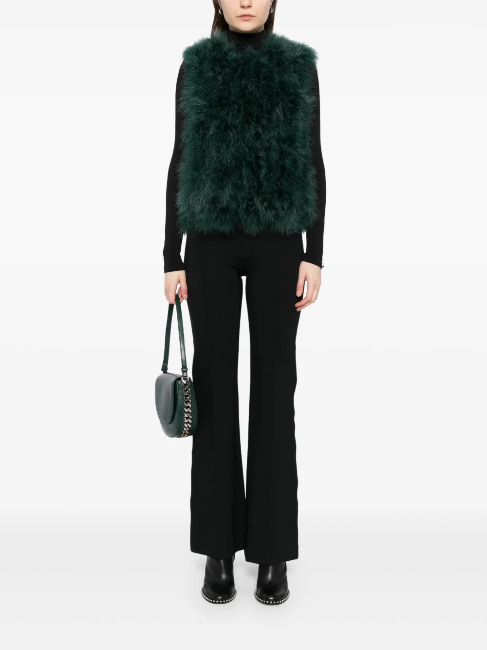 Shop Yves Salomon Feather Silk Coat In Green