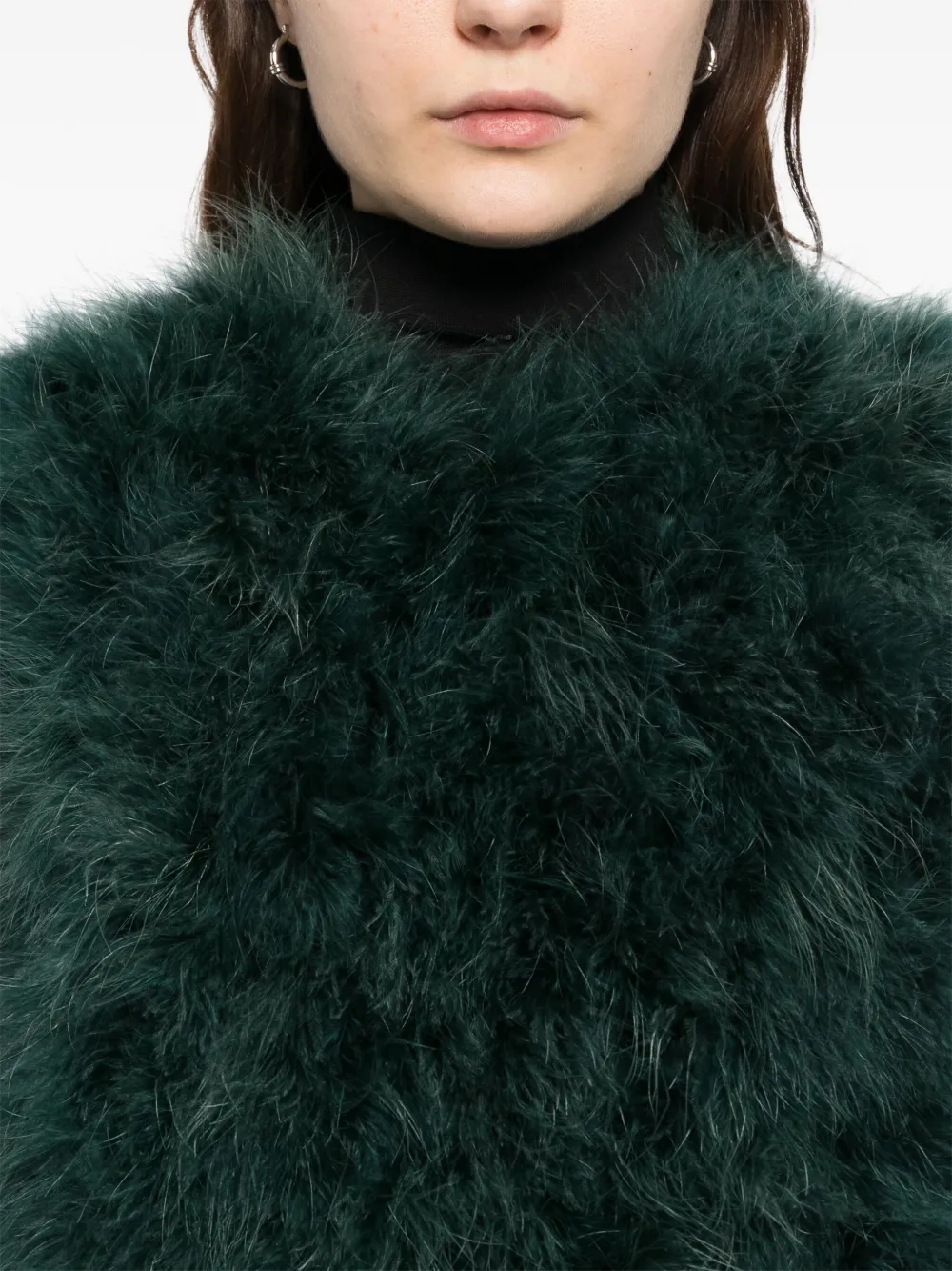 Shop Yves Salomon Feather Silk Coat In Green