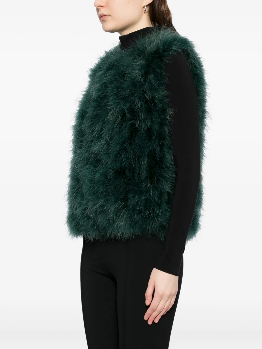 Shop Yves Salomon Feather Silk Coat In Green