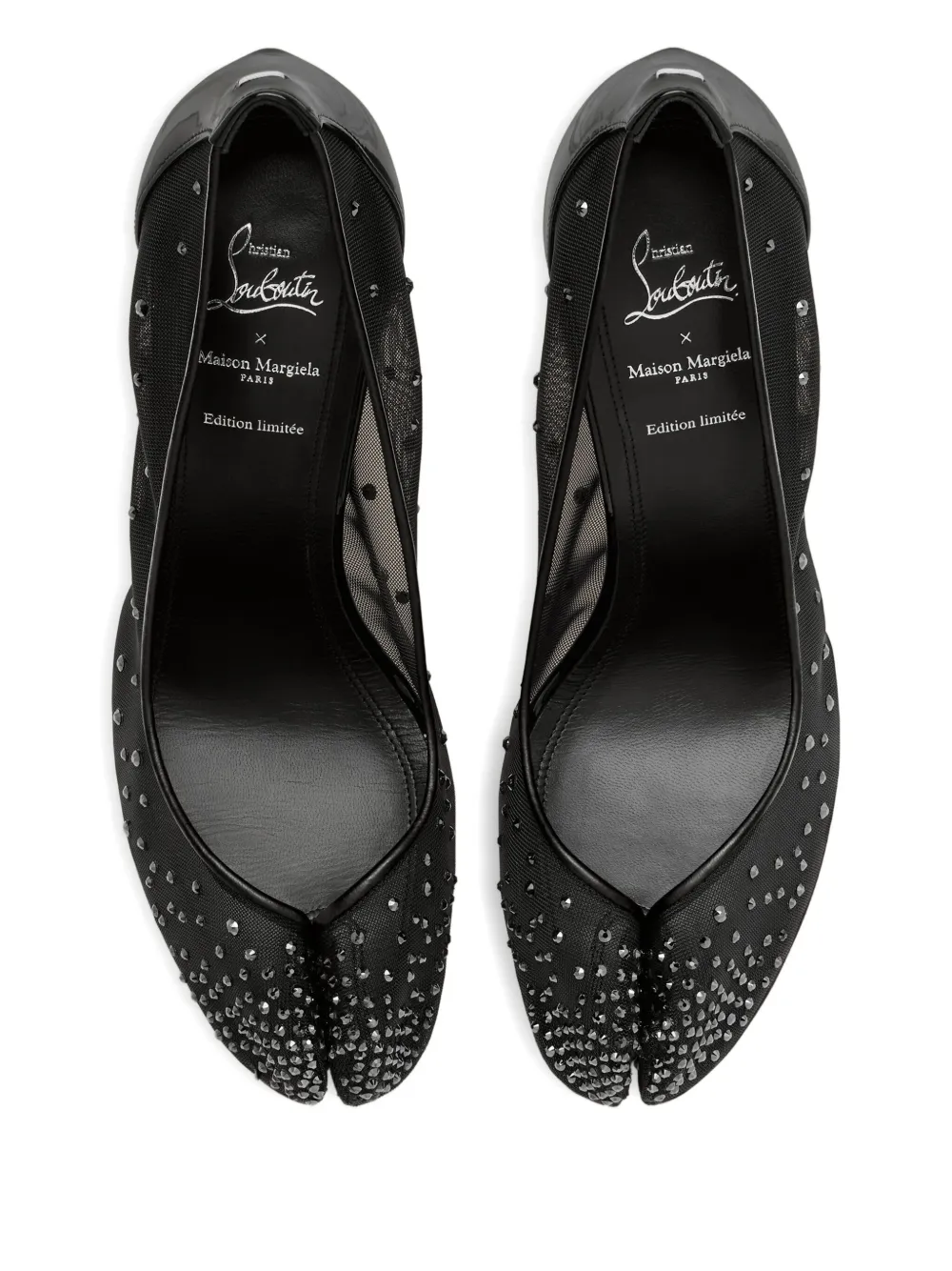Maison Margiela x Christian Louboutin 100mm Tabi split-toe rhinestone-embellishment pumps Black