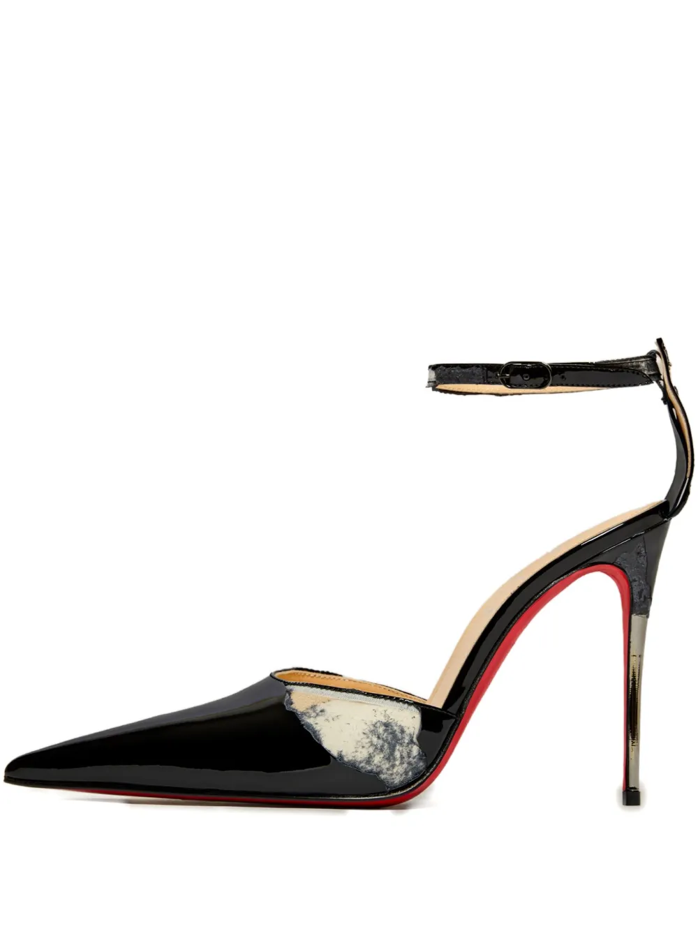 Maison Margiela x Christian Louboutin 100mm patent-leather ankle-strap pumps Black