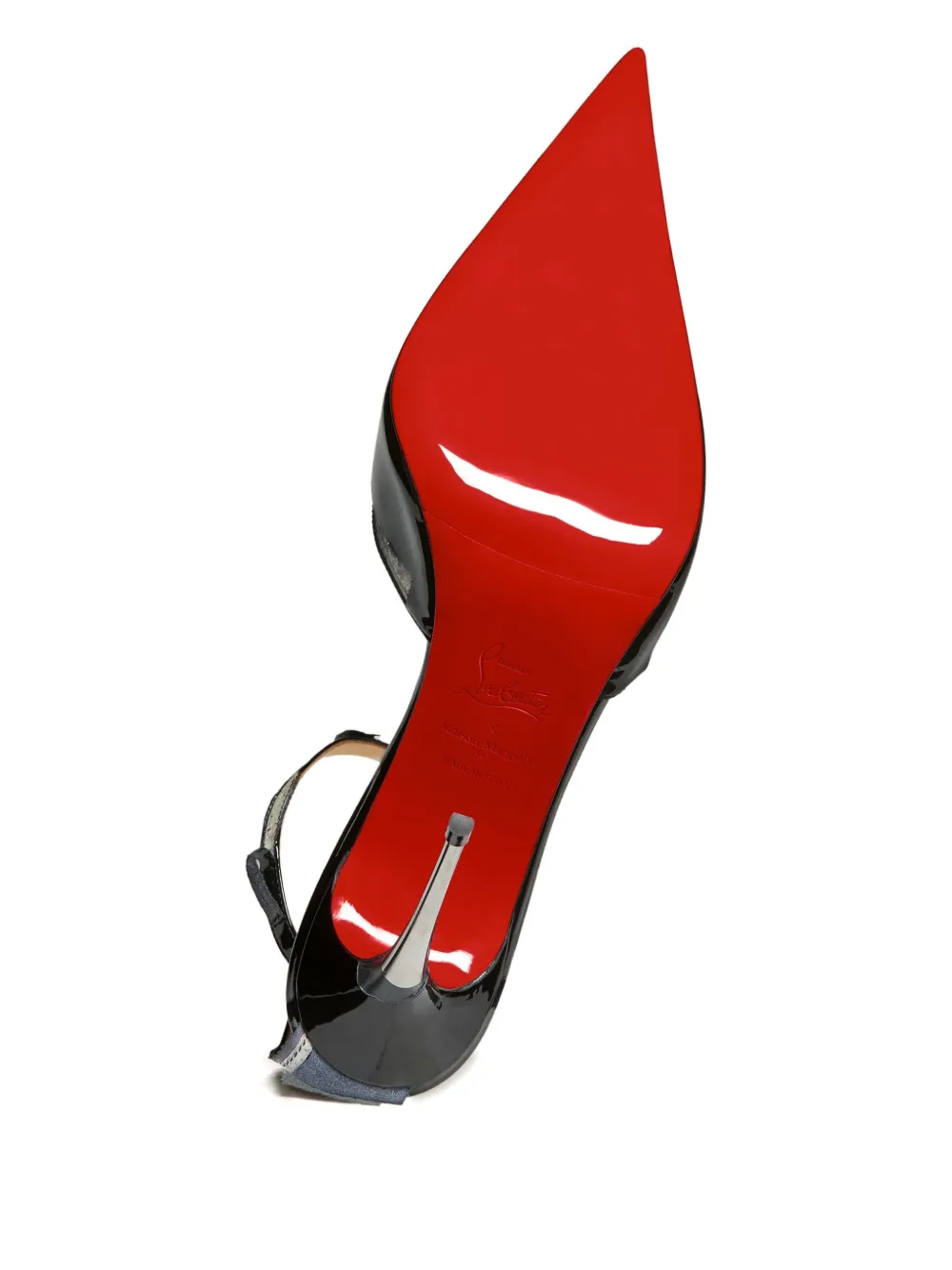Maison Margiela x Christian Louboutin 100mm patent-leather ankle-strap pumps Black