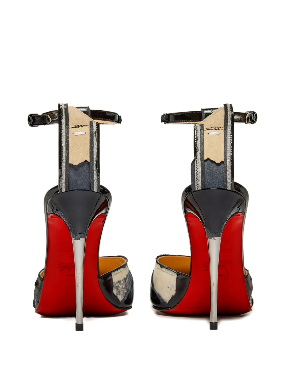 Maison Margiela x Christian Louboutin 100mm patent-leather ankle-strap pumps Black
