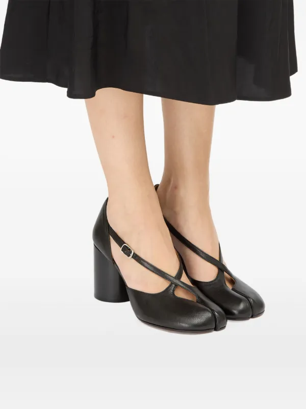 Maison Margiela 80mm Tabi Straps Pumps | Black | FARFETCH