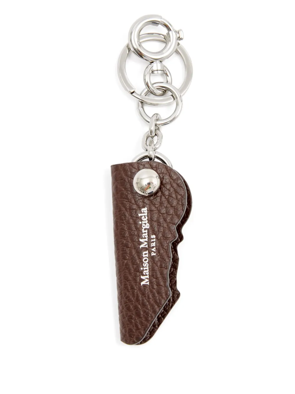 logo-print leather key holder