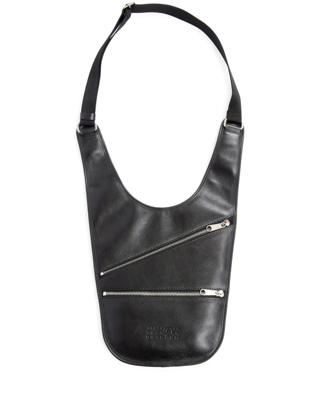 MM6 Maison Margiela ミニフラット サドル ショルダーバッグ - ブラック MM6 Maison Margiela ミニフラット サドル ショルダーバッグ - ブラック
