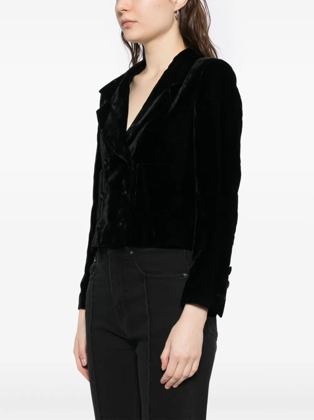Pre-owned Chanel 1998 Velvet Jacket In Black