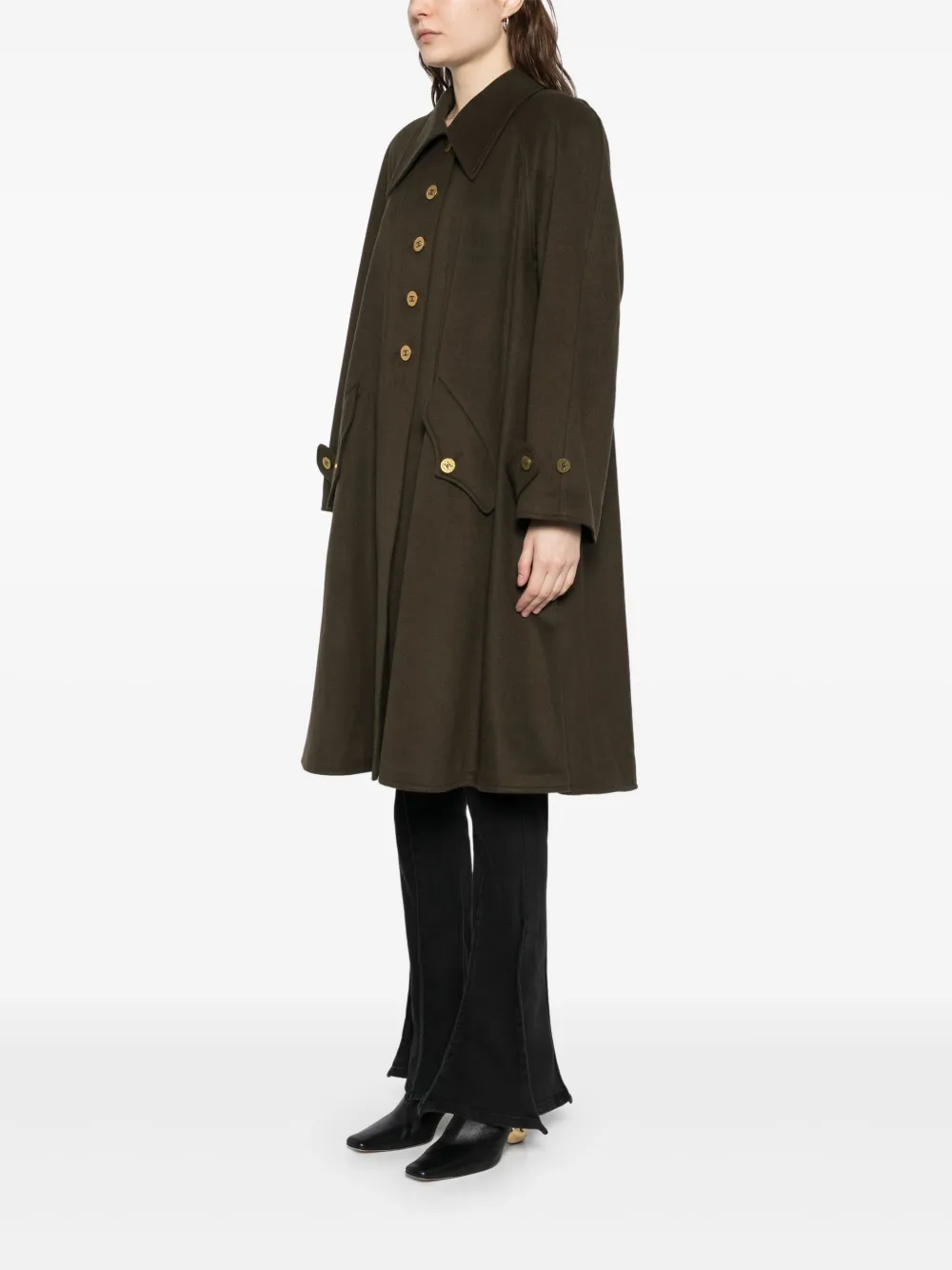 Pre-owned Chanel 1994 Cashmere Coat In Green