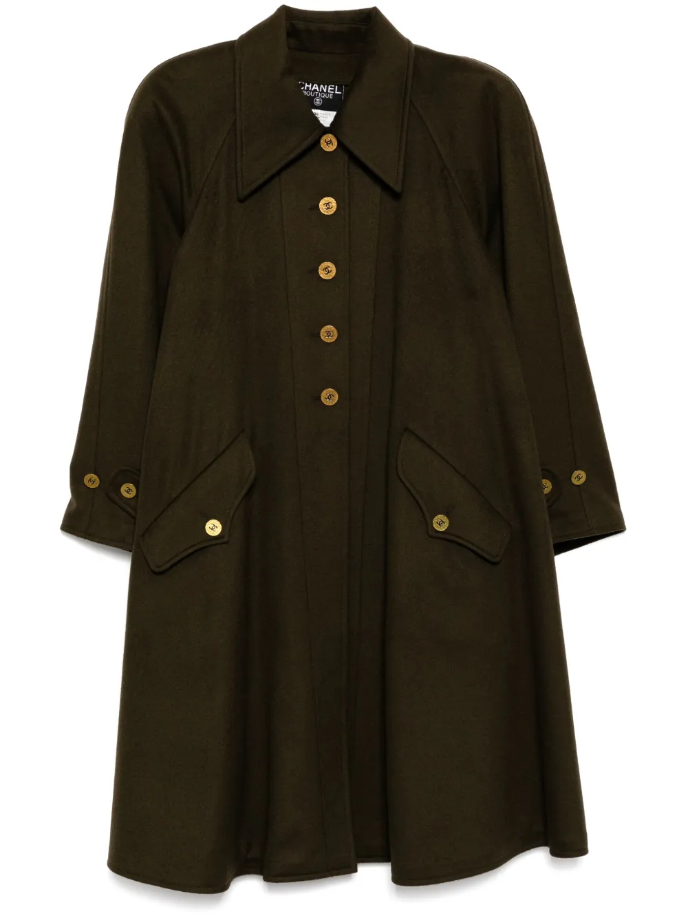 Pre-owned Chanel 1994 Cashmere Coat In Green