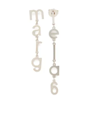 MM6 Maison Margiela ロゴ ピアス | シルバートーン | FARFETCH JP