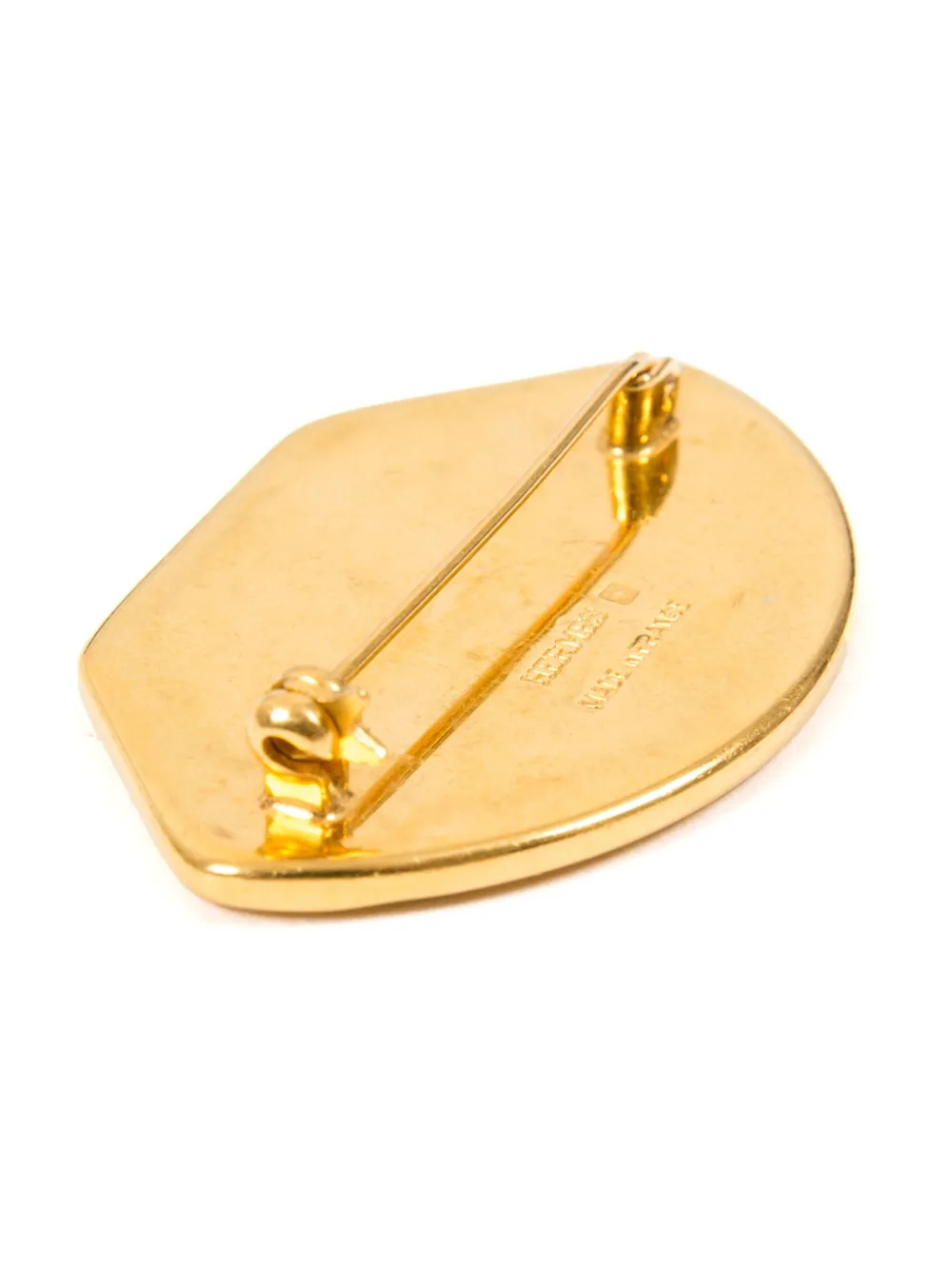 Pre-owned Hermes 1990s Enamel Brooch In Gold