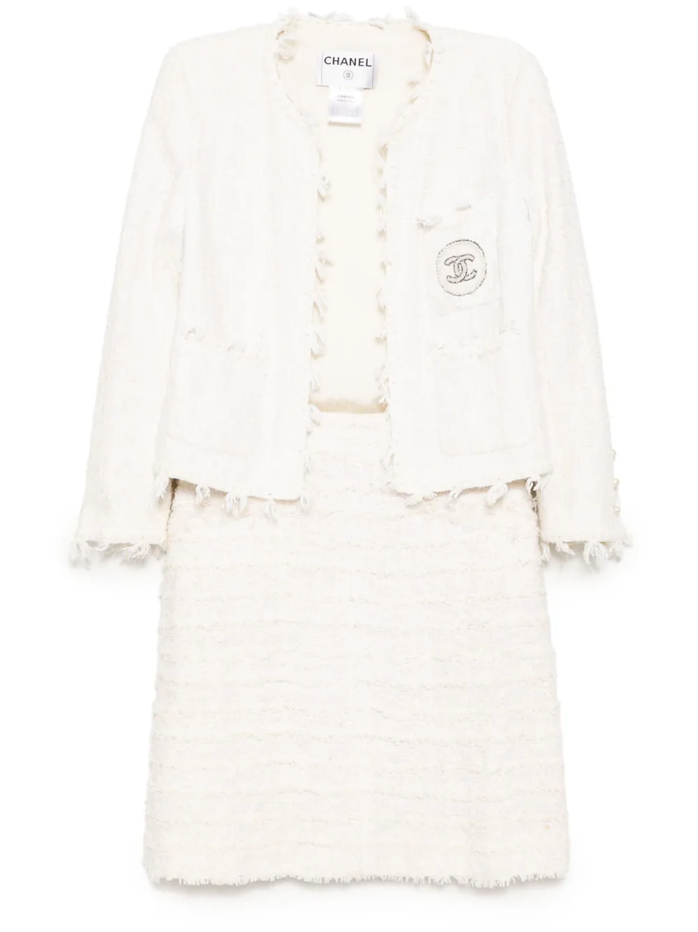 CHANEL Pre-Owned 2005 tweed skirt suits | White | Image 1