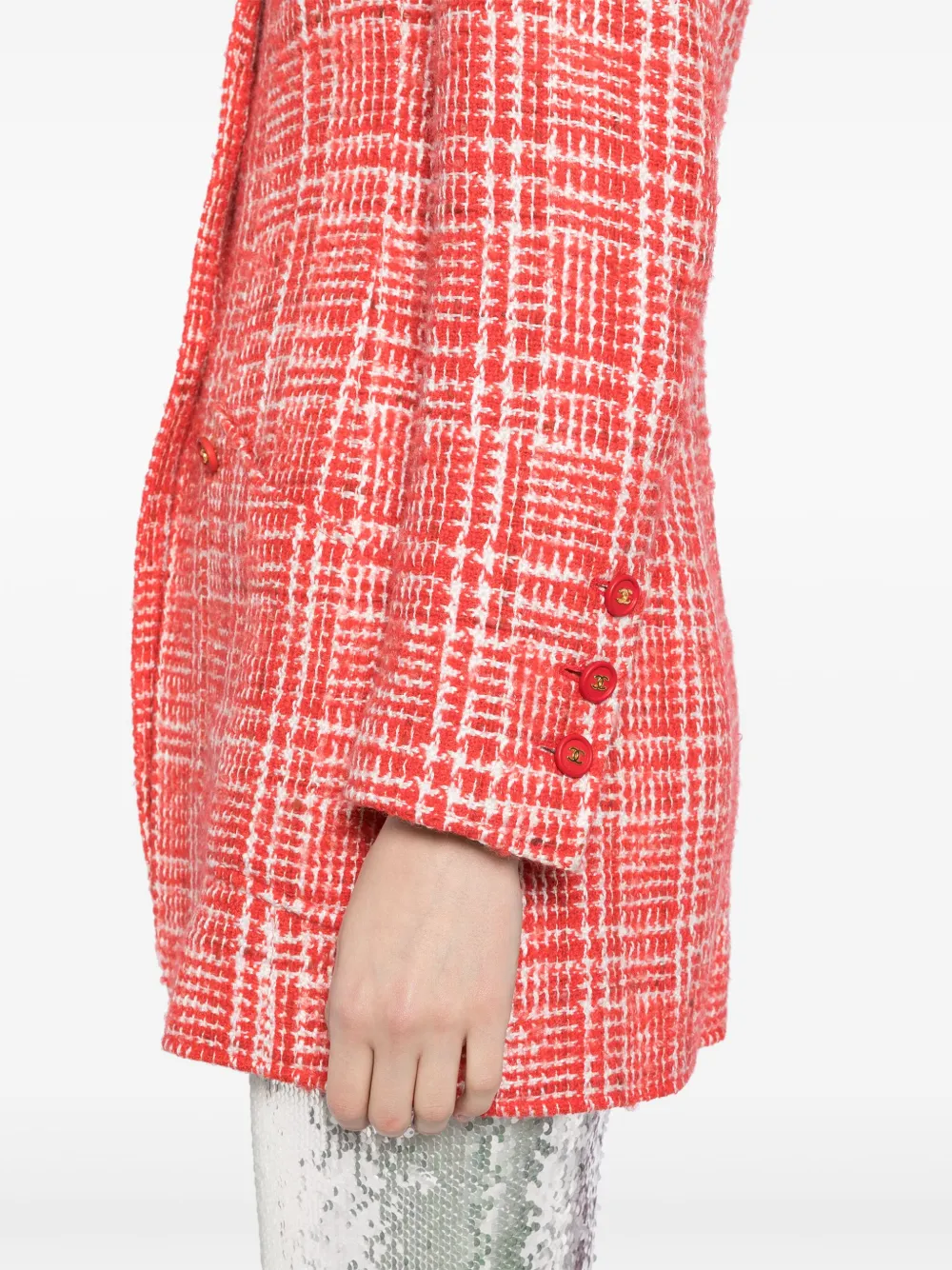 Pre-owned Chanel 1997 Tweed Jacket In Red