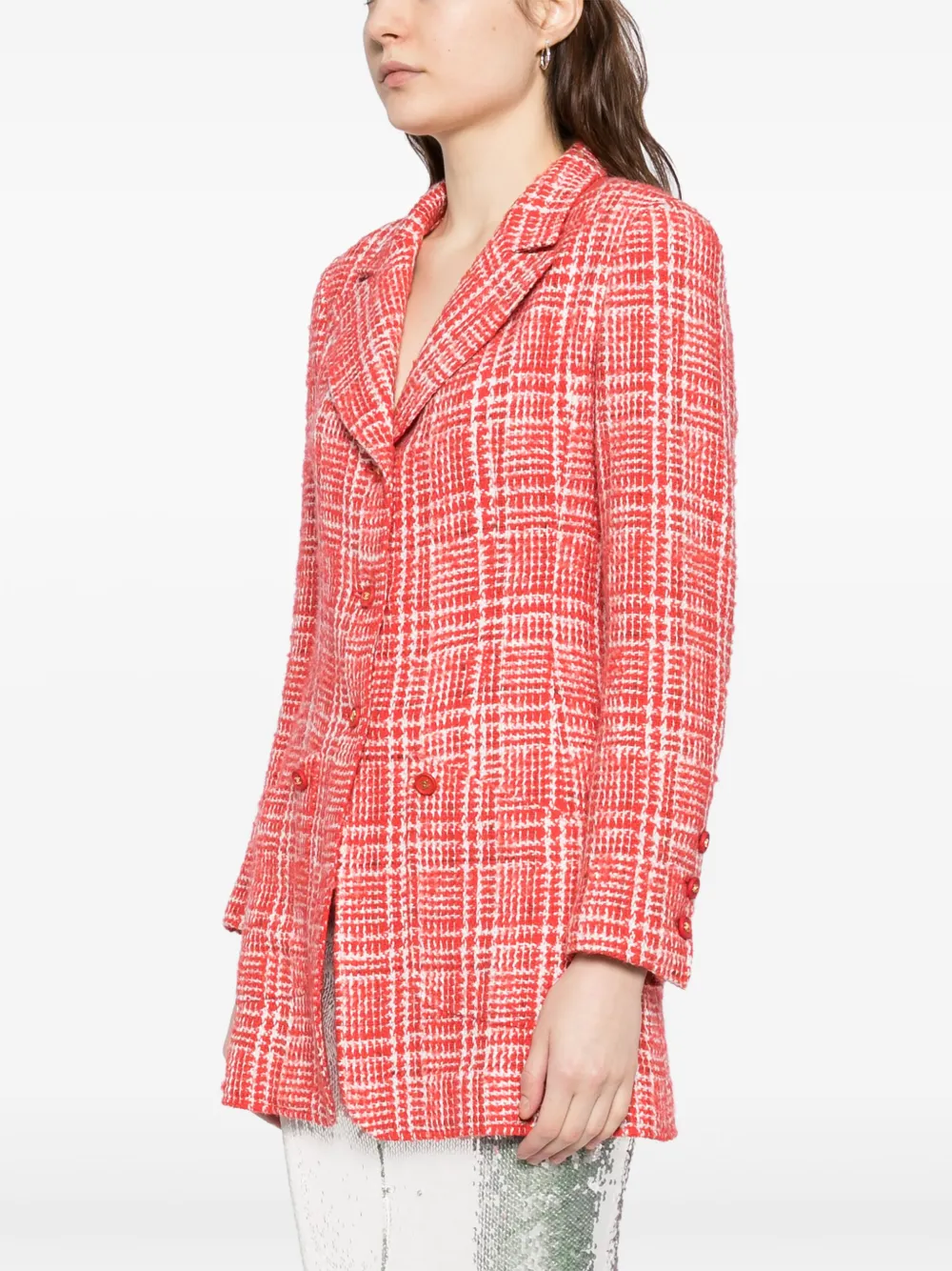 Pre-owned Chanel 1997 Tweed Jacket In Red
