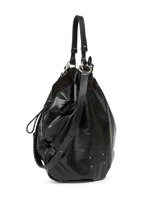 トートバッグ Maison Margiela Black Leather Handbag With Dual Handles Maison Margiela Leather Tote Bag | Black | FARFETCH
