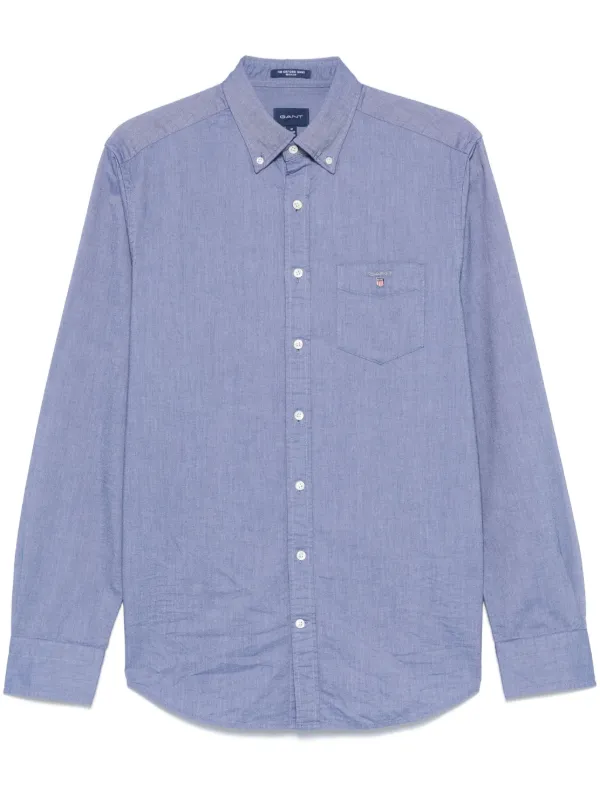 gant mens dress shirts Gant Mens XL Indigo Cotton Short Sleeve Plaid Button-Up Shirt