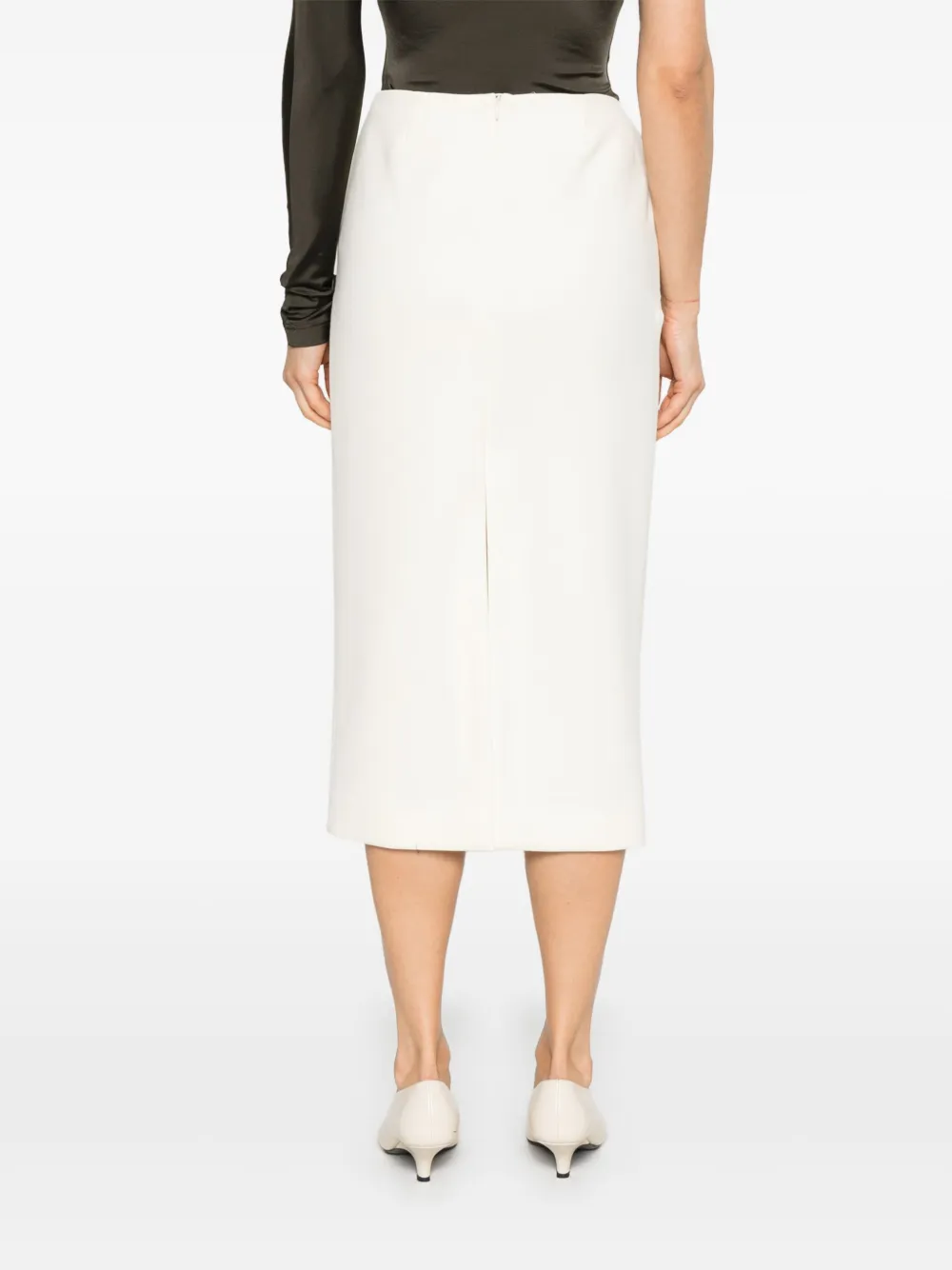 Shop Magda Butrym Floral-appliqué Midi Skirt In ホワイト