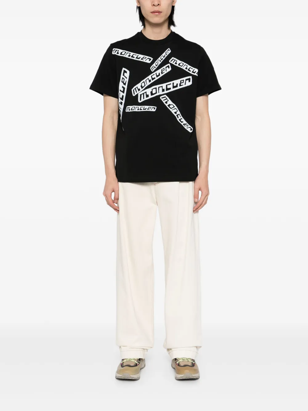 Moncler T-shirt met grafische print - Zwart