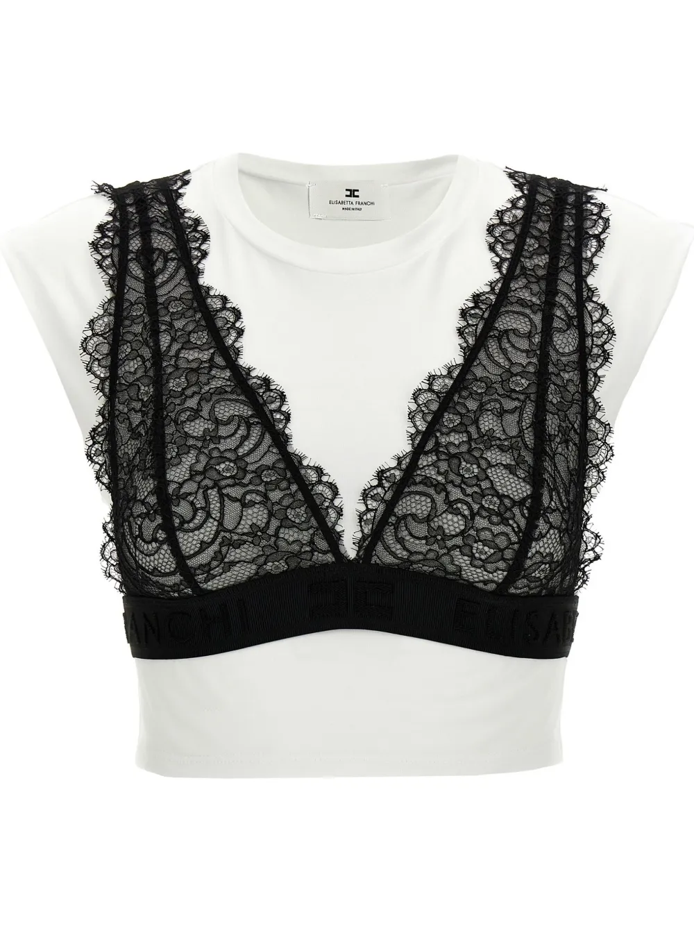 Elisabetta Franchi Blackwhite Bralette T-shirt In White