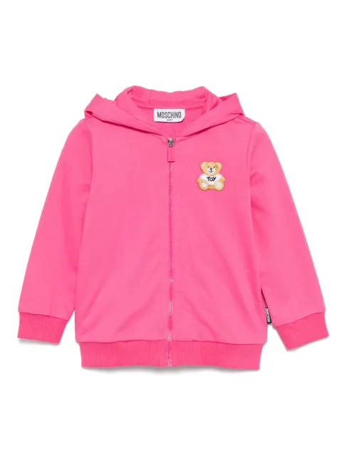 Moschino Kids logo-patch zip-up hoodie