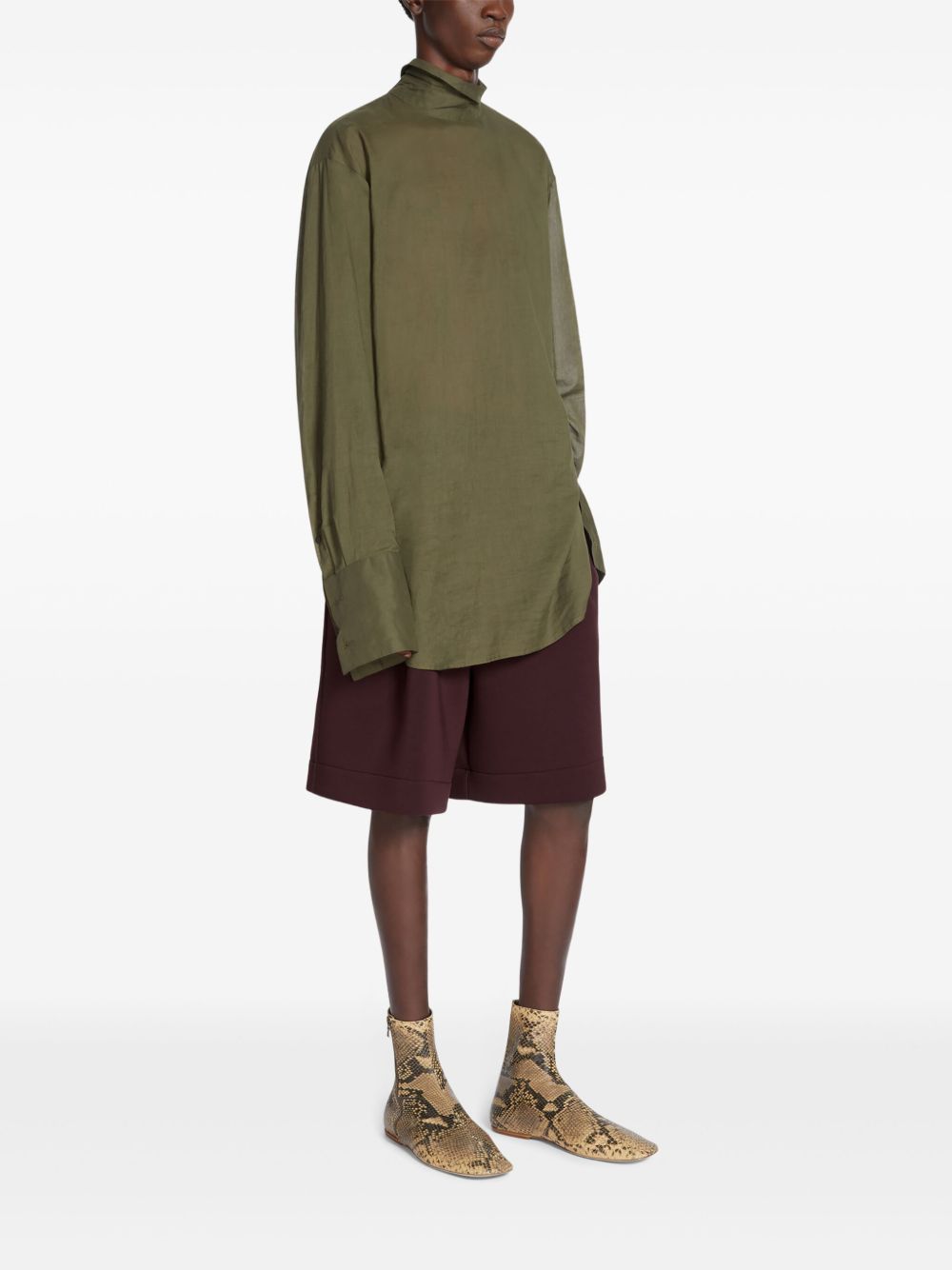 DRIES VAN NOTEN PLEATED COTTON SHORTS