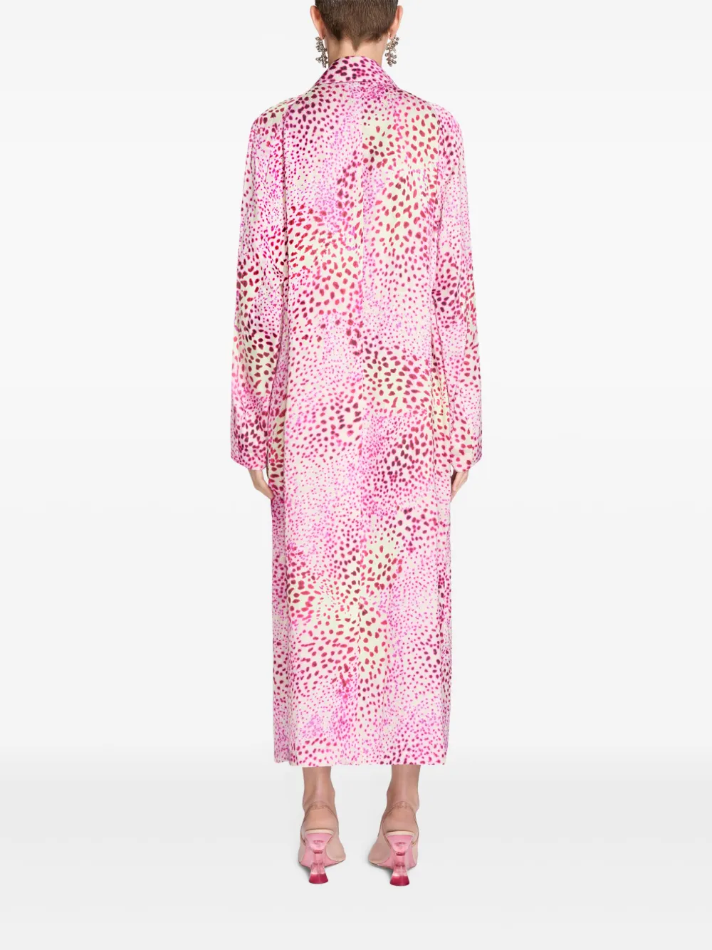 Shop Dries Van Noten Patterned-jacquard Coat In Pink
