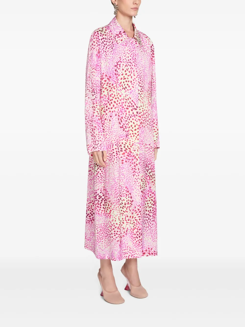 Shop Dries Van Noten Patterned-jacquard Coat In Pink